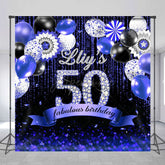 Aperturee - Aperturee Black Purple Balloons Custom 50th Birthday Backdrop